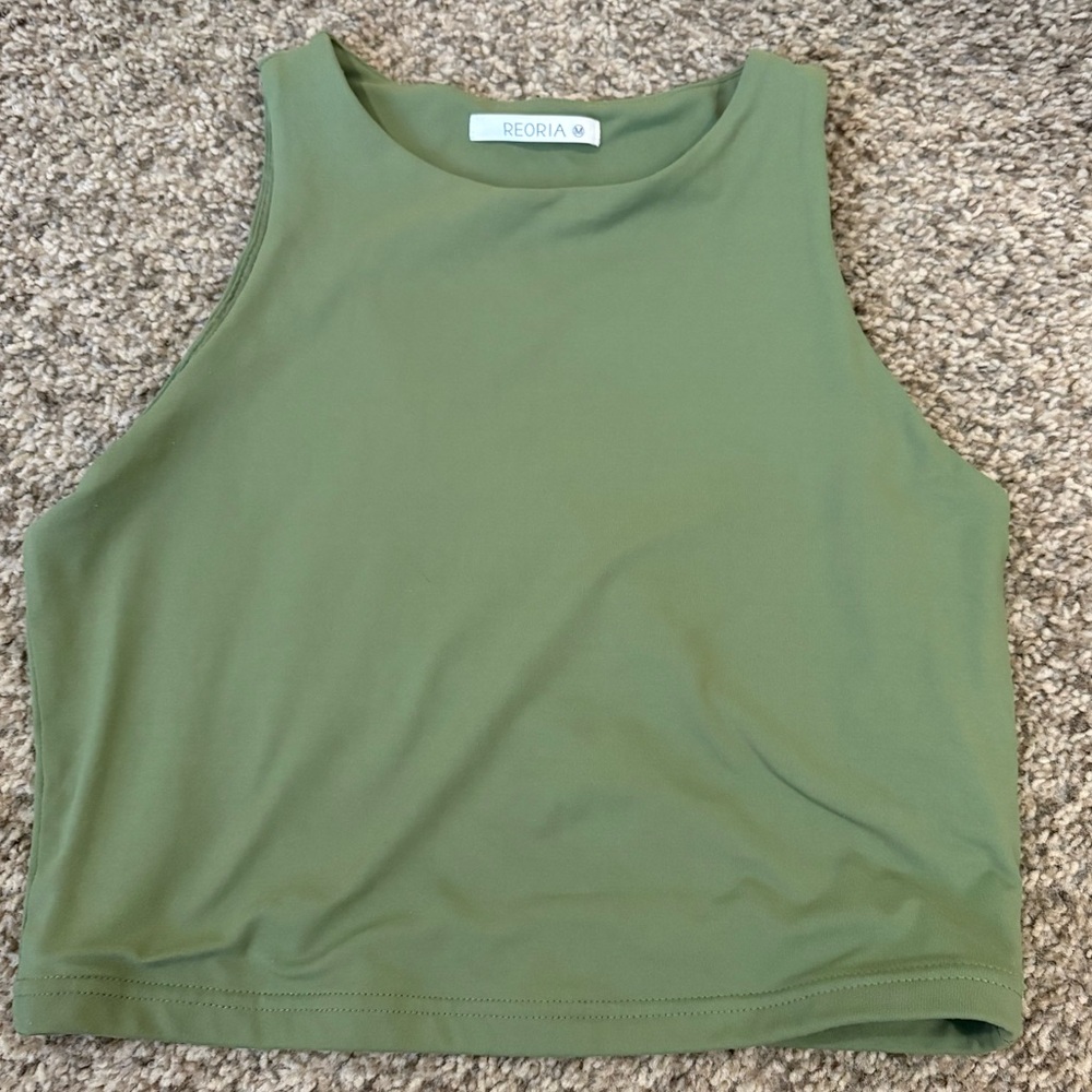 ReoRia Olive Green Fitted Crop Top